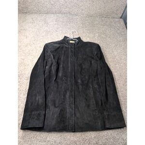 Caslon Womens Black Suede Leather Jacket Mock Neck Minimalist Style 60907 M